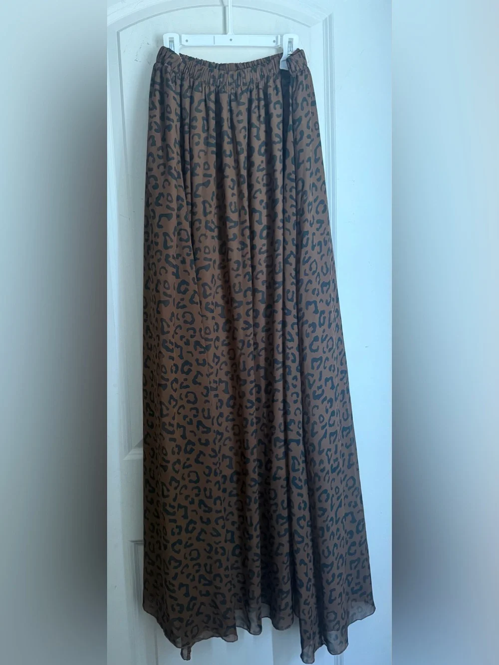 Rowdy crowd Leopard Print Maxi Skirt Semisheer boho Cowgirl western boho casual